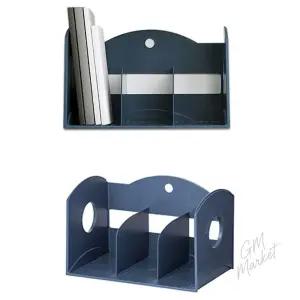 학생용 사무실 데스크 3칸 책꽂이 분할 서류 북앤드 33.5x20.8cm 1개 네이비 책상정리 학생용책꽂이 플라스틱북엔드