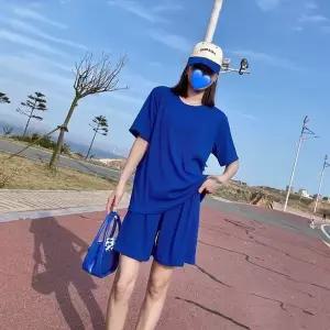 [하프클럽/]여자 반팔 세트 편안한 썸머 투피스 블루