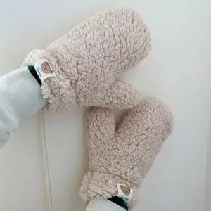 [하프클럽/]겨울 퍼소재 여성 벙어리 따뜻한장갑 베이지