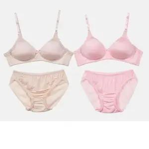 여대생속옷 레이스포인트 노와이어 브라팬티세트 A컵 노와이어볼륨브라