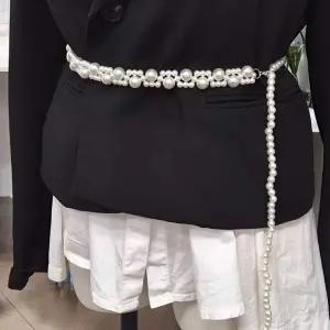 진주 두줄 체인벨트 여성 패션 소품 악세서리