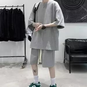 쿨샵 남성 오버핏 반팔 반바지 셋업 캐주얼 티셔츠