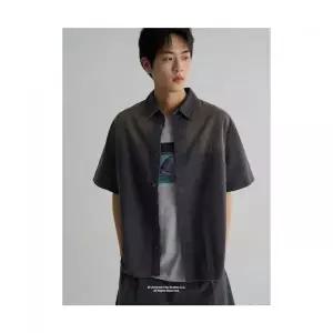 에잇세컨즈 라이트웨이트 워싱 옥스포드 반소매 셔츠 네이비 1039267