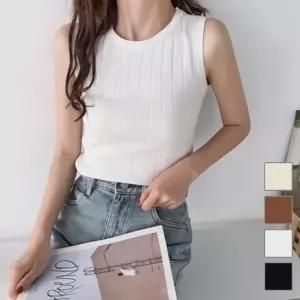 여성 깔끔한 슬리브리스 이너웨어 미우 민 민소매