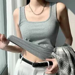 이 여성 이너웨어 단독티 스퀘어넥 골지 세 캡내장