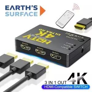 3입력 1출력 HDMI 호환 스위치 HD 4K 비디오 분배기 케이블 허브 어댑터 컨버터 PC TV 박스 PS4 3 DVD용