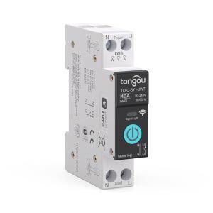 TONGOU DIY 1P+N 스마트 와이파이 스위치 알렉사 및 구글 어시스턴트와 함께 음성 제어 에너지 모니터 포함 40A 라이프 / 투야 앱 리모컨 타이머 기능 DIN 레일 장착 FCC 인증 획득