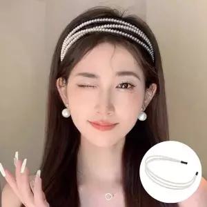 진주 3줄 공주 여신 헤어 머리띠 밴드