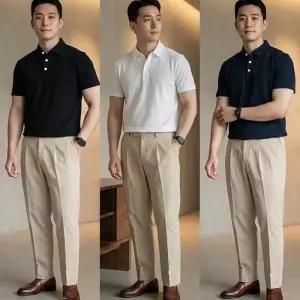 [옷자락]남자 깔끔한 베이직 여름 카라 반팔 티셔츠