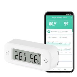 스마트 디지털 온도계 습도계 가정용 WIFI 실내 온도 및 습도 센서 앱 원격 모니터링이 가능한 미니 모니터 데이터 내보내기 ALEXA와 호환. 1 PCS
