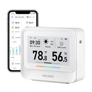 잉크버드 WIFI 온도계 습도계 기상 관측소 포함 온도 및 습도 센서 전자 잉크 디스플레이 9-IN-1 IBS-TH5 2년 무료 데이터 저장 수출 객실용 원격 모니터