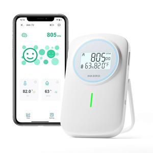 INKBIRD 스마트 공기질 모니터 실내 NDIR | 블루투스 3 IN 1 앱 이산화탄소 감지 및 온도 습도 배터리 구동 가정 사무실 RV 성장 텐트용 (IAM-T2)