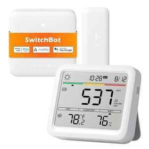 SWITCHBOT CO2 감지기 실내 공기질 모니터 / TEMP 습도용 가정용 자동차 사무실 온실용 휴대용 이산화탄소 감지기(알렉사 지원 미터 프로 CO2)