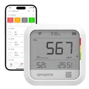 칭핑 CO2 온도계 습도계 IOT를 통한 원격 모니터링 다양한 시나리오의 온도 및 습도 빠른 알림 알림 충전식 배터리