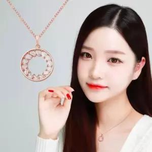 친구선물 클레오 로즈골드 큐빅 체인 패션 목걸이 14KGP