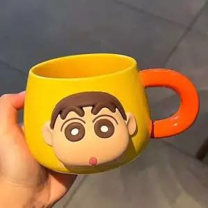 머그컵 짱구 페이스 자석 3D 500ml-옐로우