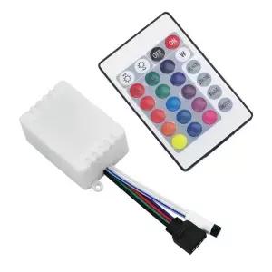 LED 라이트 스트립 컨트롤러 24 키 무선 IR 원격 듀얼 커넥터 제어 상자 12V 2835/5050 SMD RGB 빛