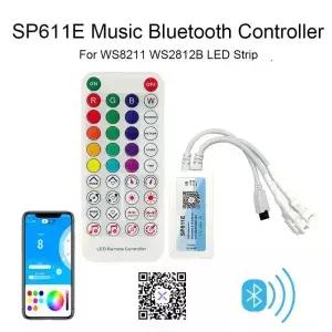 WS2812 LED 컨트롤러 SP611E 음악 블루투스 App IR 38키 원격 제어 마이크 5V24V 내장