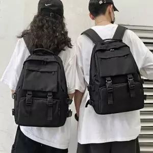 [하프클럽/]남녀공용 멀티포켓 수납가방 검은색 백팩 학생 직장인 데일리