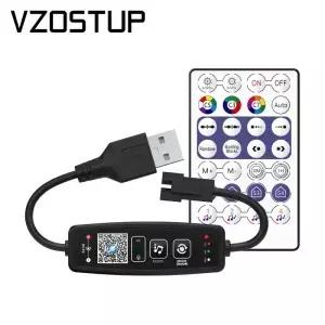 WS2811 블루투스 LED 픽셀 스트립 컨트롤러 드림 컬러 테이프 조명 BT APP 음악 제어 28 키 리모컨