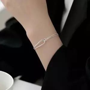 S925 실버 레이어드 믹스 체인 팔찌 여성 악세사리 실버팔찌
