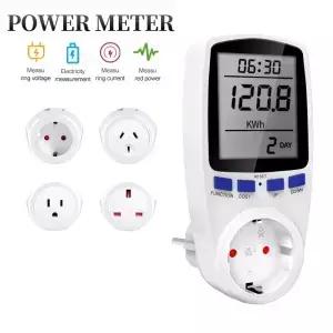 디지털 전력계 AC 220V LCD 소켓 와트 Kwh 에너지 미터 EU UK US AU 플러그 측정 콘센트 전력 분석기