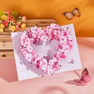 벚꽃 해바라기 3D 팝업 카드 꽃다발 상자 그녀를 위한 수제 발렌타인 선물 생일 날 여자친구