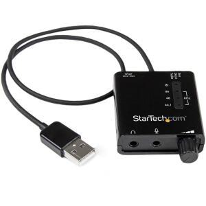 노트북 또는 PC용 USB 사운드 카드 u2013 SPDIF 출력(ICUSBAUDIO2D) 블랙 0.6인치 x 1.8인치 w / 디지털 오디오 스테레오 마이크 외장