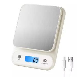 주방용 디지털 식품 저울 11파운드/0.1온스 5kg/0.1g 요리 베이킹용 내장형 300mAh 리튬 배터리 충전식