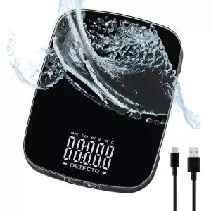 DETECTO 디지털 매우 정확하고 컴팩트한 유리 플랫폼 읽기 쉬운 디스플레이 USB 충전식 22파운드 용량