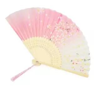 일본 수채화부채 접이식 벚꽂 핑크