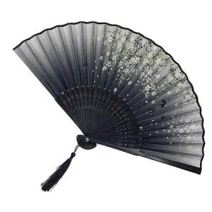 수채화부채 블랙 일본 접이식 나비