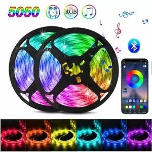 RGB LED 스트립 조명 SMD 5050 USB 원격 및 앱 제어 블루투스 테이프 다이오드 리본 TV 배경 거실 침실용