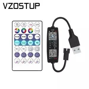 WS2812B 컨트롤러 블루투스 음악 APP 제어 픽셀 LED 스트립 빛 SK6812 테이프 조명 USB 5V 원격