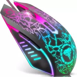 BENGOO 게이밍 마우스 유선 인체공학적 게이머 노트북 PC 광학 컴퓨터 RGB 백라이트 최대 3600까지 조절