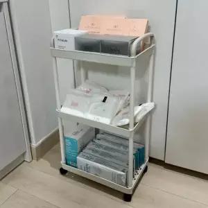 [하프클럽/]3단 트롤리 수납함 이동식 선반 화이트
