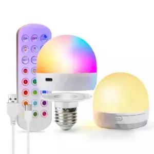E27 LED 전구 RGB USB 충전식 5V 스마트 원격 제어 캠핑 장비 파티용 가정용 앰플 램프