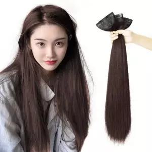 [콩심팥심]헤어피스 풍성한 부분 헤어피스 3p 60cm 레드브라운
