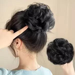 당고머리 인모올림머리곱창밴드가발 파마머리 블랙똥머리