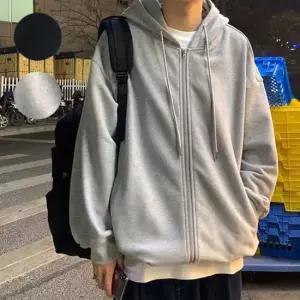 캐주얼 후두 기모 집업 점퍼 남자 데일리 루즈핏 코디