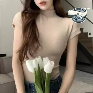 슬림 반폴라 캡소매 티셔츠 기본 무지 데일리 반팔티