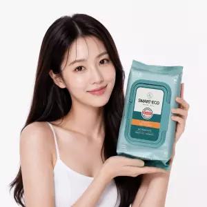 스마트에코 모데라토 물티슈 20팩 80매 캡형 저자극 엠보 유아용 대용량
