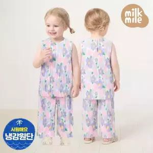 [밀크마일] 샤이닝퍼플플라워냉감주름상하복