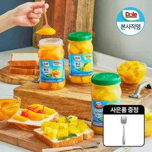 Dole 후룻바틀 2개+포크 돌 간편과일 통조림 3종 황도 파인애플 망고