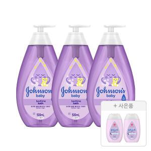 존슨즈 베드타임 바스 500ml, 3개 + 증정(베드타임 로션 100ml, 2개)