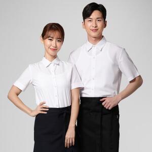 백색 폴리스판 반팔셔츠 / 카페 식당 바리스타 유니폼 서빙셔츠