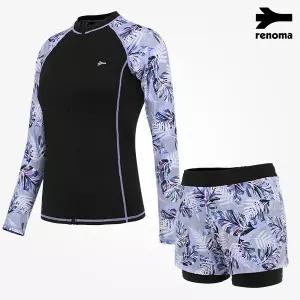 여성 비치 타히티 가든 집업 래쉬가드 SET 퍼플 RN-LS20904-PP