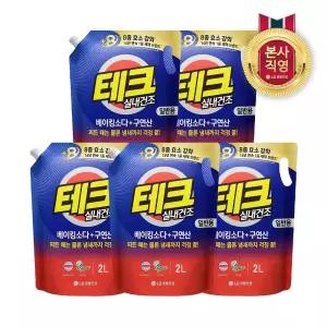 테크 베이킹소다+구연산 실내건조 액체세제 리필 2L 일반 x 5개
