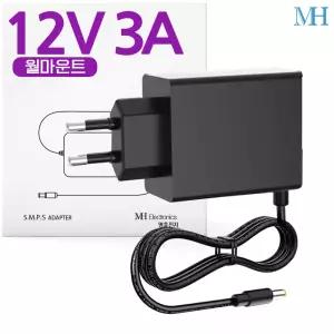 12V 3A 아답터 (FSW-120300KK) 월마운트 타입 프리볼트/가정용 AC-DC 직류 전원장치 파워 서플라이 SMPS/12V3A