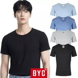 BYE1003 BYC 단색 티반 2호 순면 남성 비즈니스 U넥 반팔 런닝